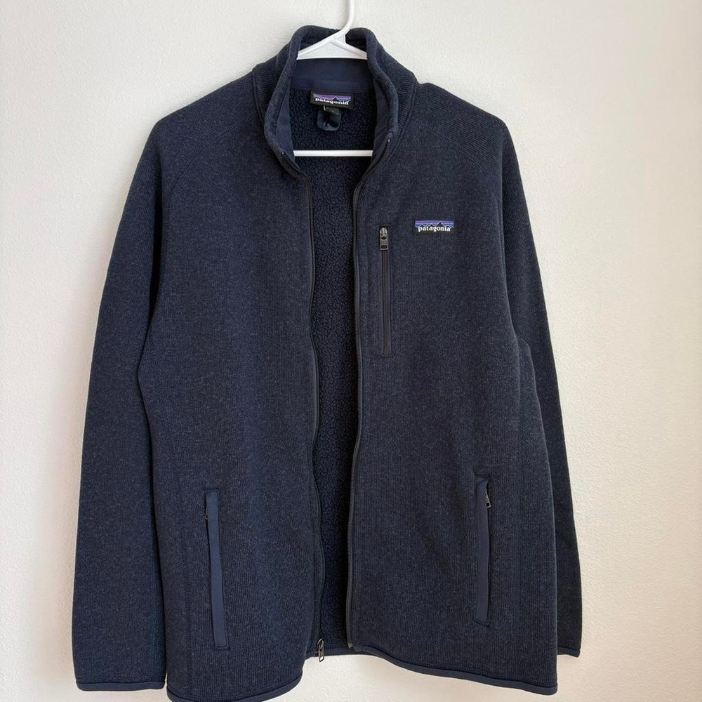 Patagonia Sweater Full Zip Fleece Jacket Mens Medium Navy Blue - Picture 3 of 5